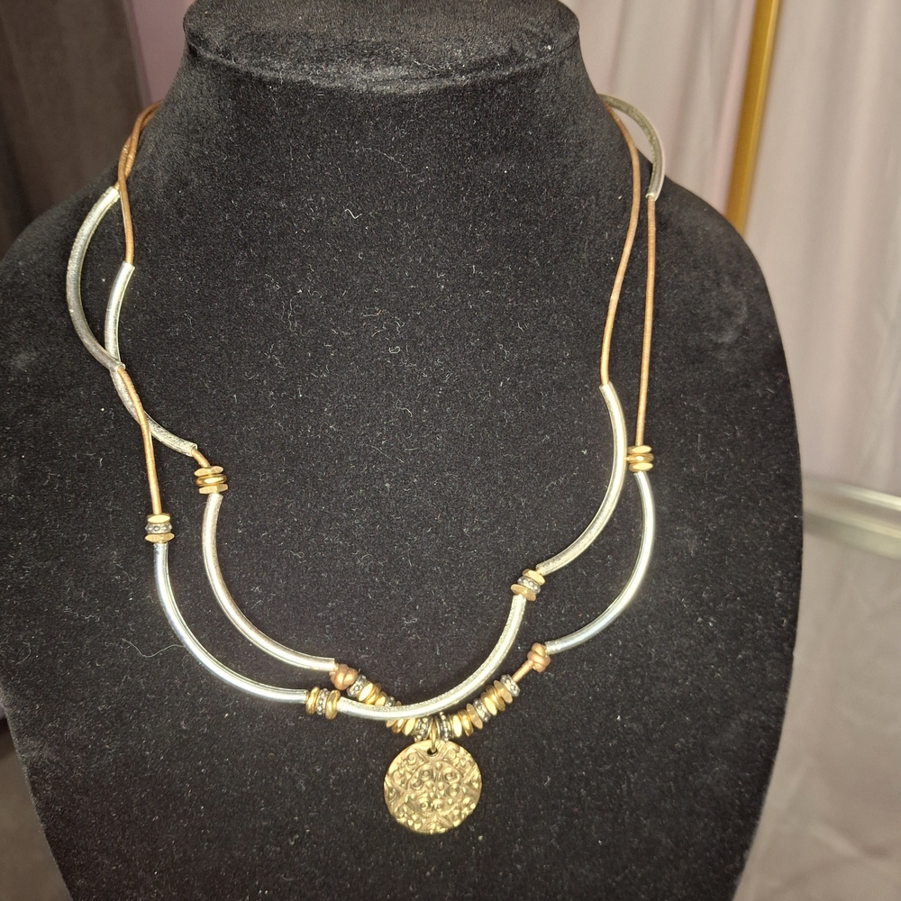 Lizzy James Gold and Silver Two-Strand Necklace